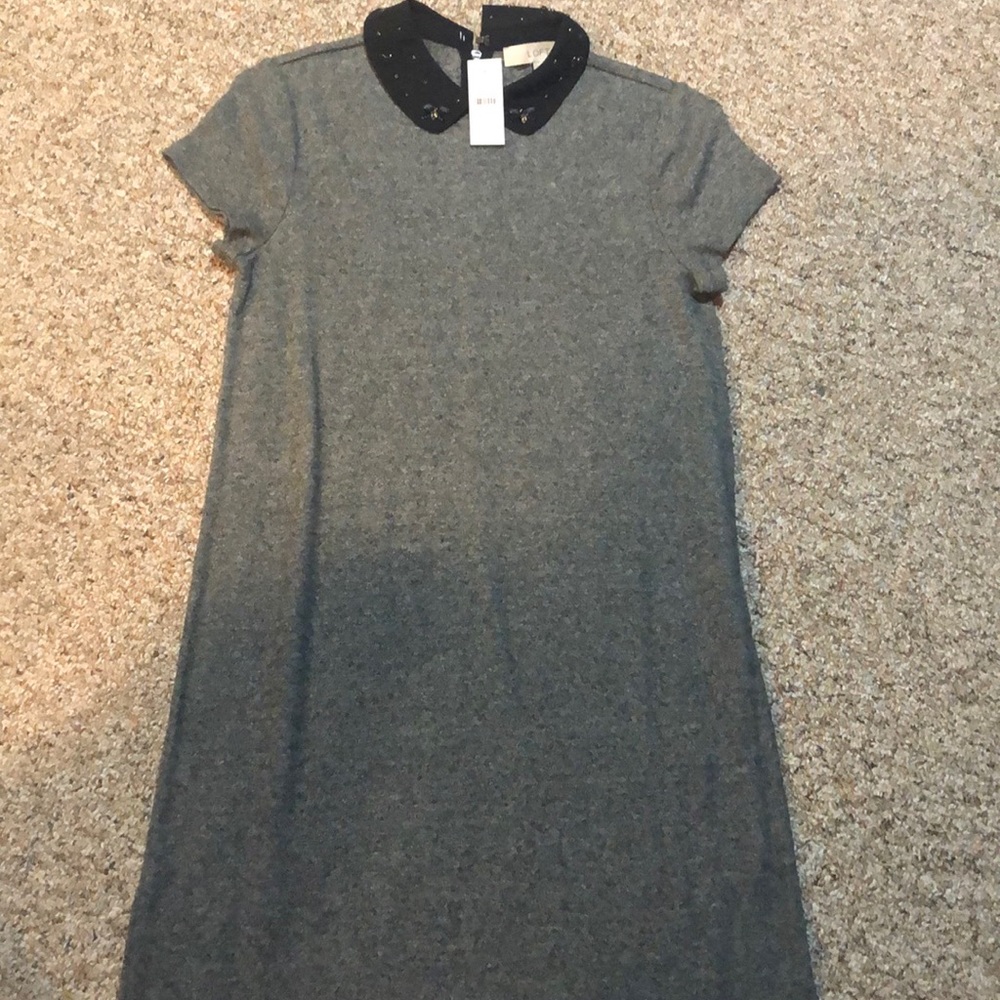 Loft never worn grey dress with collar